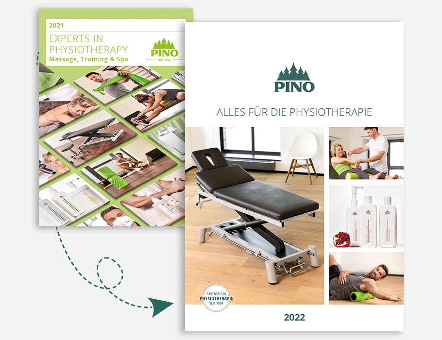 PINO Katalog mit Logo in neuem Grün